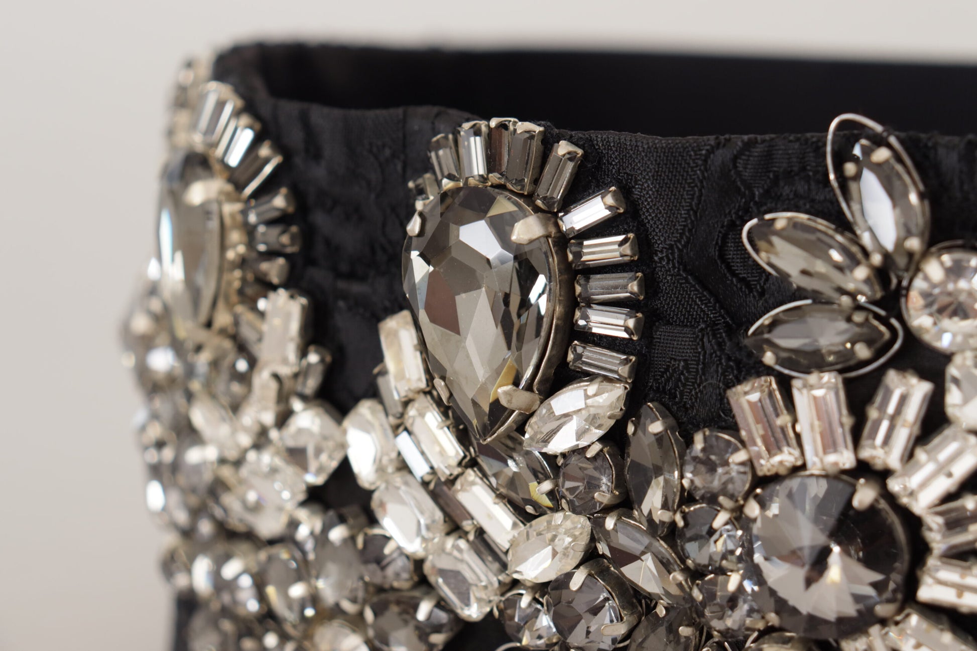 Dolce & Gabbana Black Silk Brass Crystal Embellished Waist Belt Dolce & Gabbana