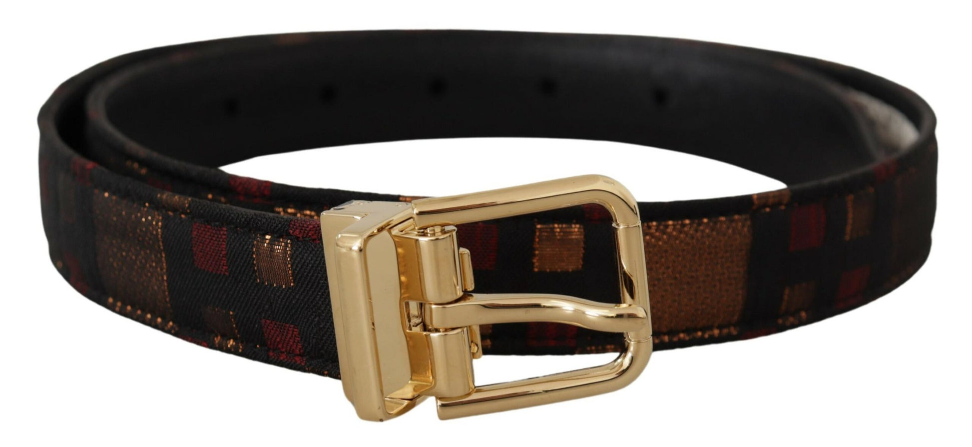 Dolce & Gabbana Multicolor Leather Jacquard Gold Metal Buckle Belt Dolce & Gabbana