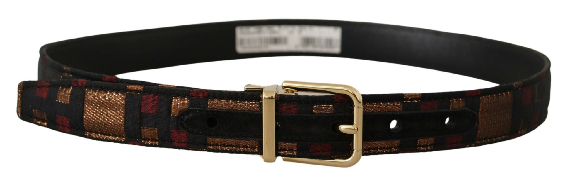 Dolce & Gabbana Multicolor Leather Jacquard Gold Metal Buckle Belt Dolce & Gabbana