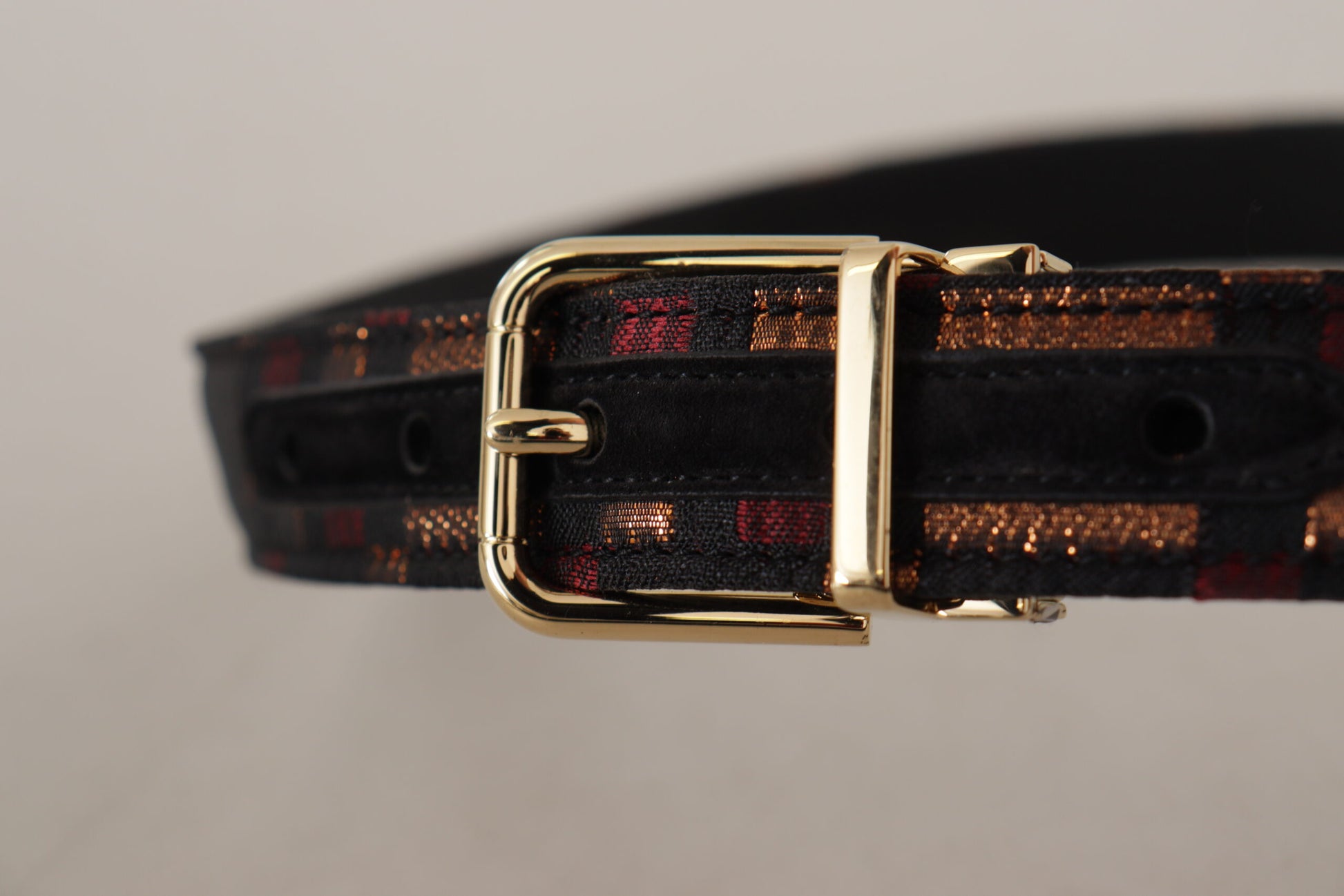 Dolce & Gabbana Multicolor Leather Jacquard Gold Metal Buckle Belt Dolce & Gabbana