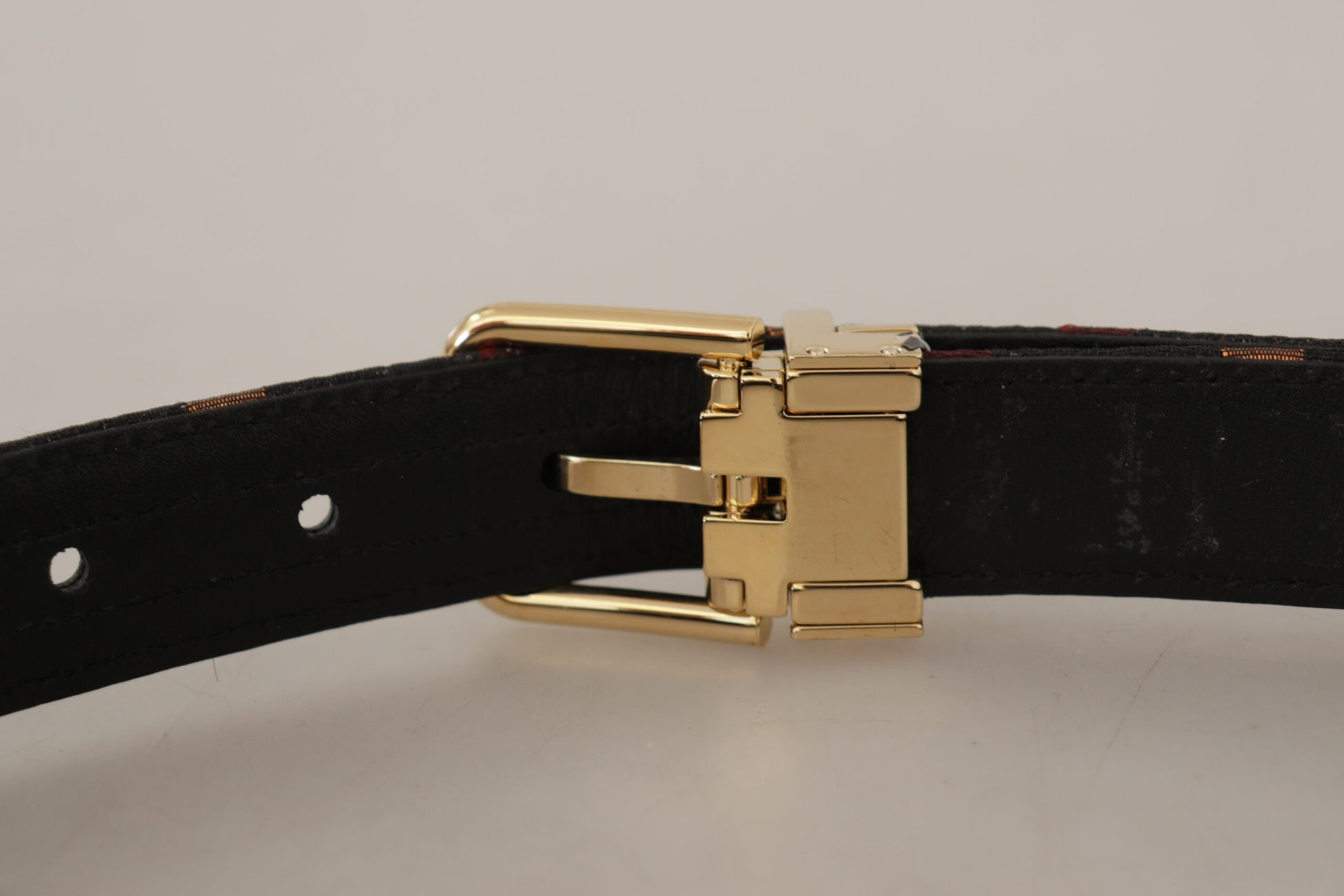 Dolce & Gabbana Multicolor Leather Jacquard Gold Metal Buckle Belt Dolce & Gabbana