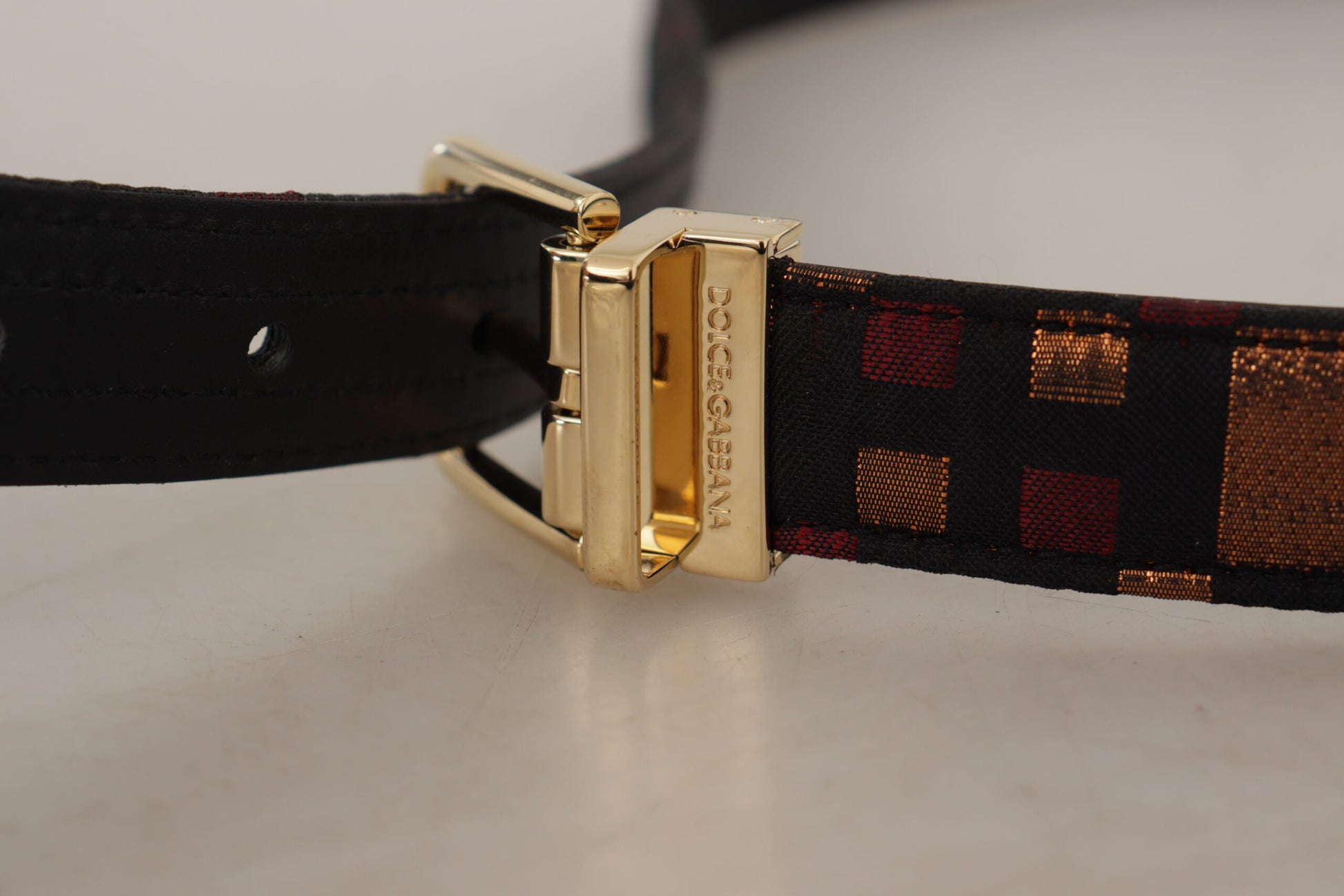 Dolce & Gabbana Multicolor Leather Jacquard Gold Metal Buckle Belt Dolce & Gabbana