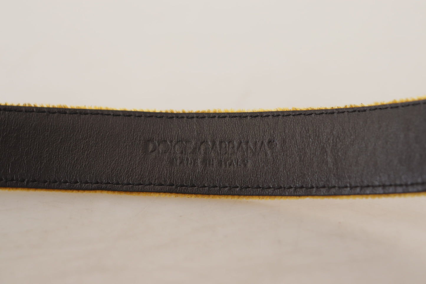 Dolce & Gabbana Mustard Velvet Gold Logo Engraved Metal Buckle Belt Dolce & Gabbana