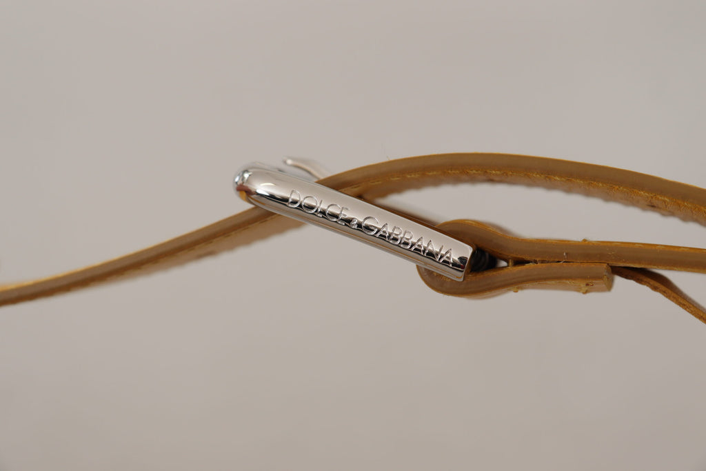 Dolce & Gabbana Yellow Leather Silver Tone Logo Metal Buckle Belt Dolce & Gabbana