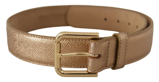 Dolce & Gabbana Rose Gold Leather Metallic Tone Metal Buckle Belt Dolce & Gabbana