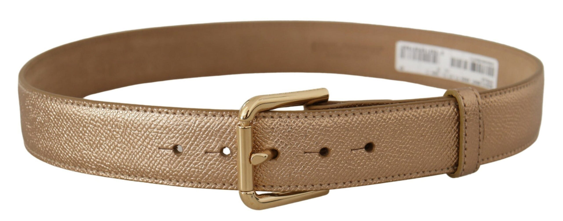 Dolce & Gabbana Rose Gold Leather Metallic Tone Metal Buckle Belt Dolce & Gabbana