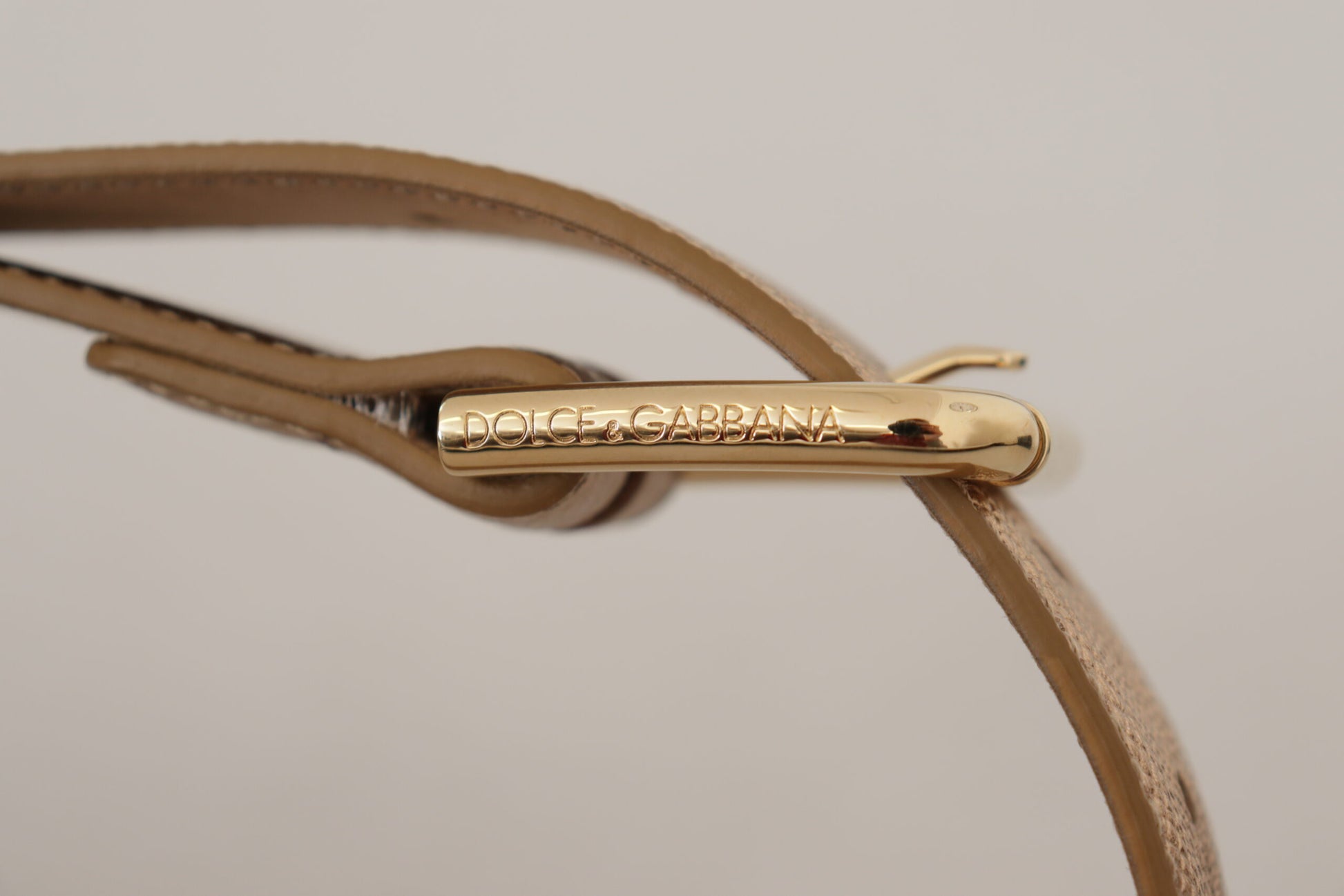 Dolce & Gabbana Rose Gold Leather Metallic Tone Metal Buckle Belt Dolce & Gabbana