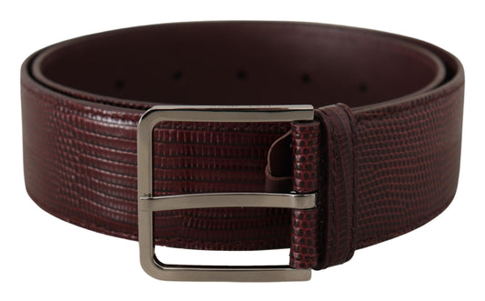 Dolce & Gabbana Maroon Calf Leather Wide Logo Engraved Buckle Belt Dolce & Gabbana