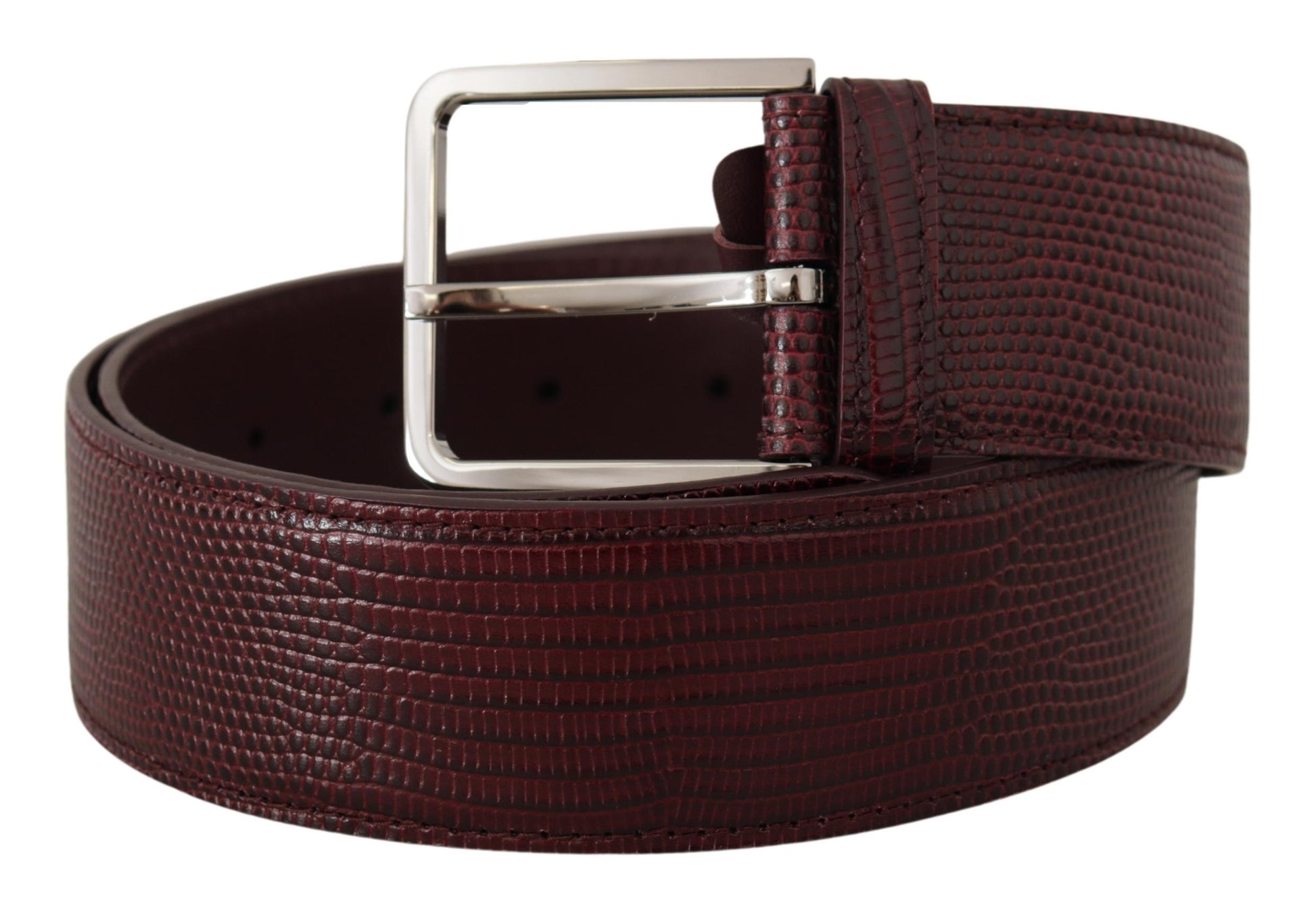 Dolce & Gabbana Maroon Calf Leather Wide Logo Engraved Buckle Belt Dolce & Gabbana