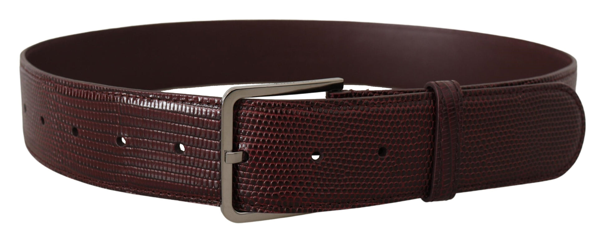 Dolce & Gabbana Maroon Calf Leather Wide Logo Engraved Buckle Belt Dolce & Gabbana