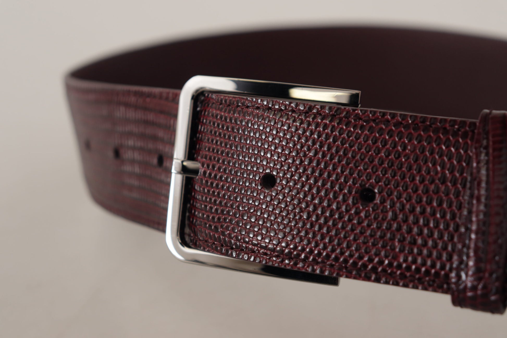 Dolce & Gabbana Maroon Calf Leather Wide Logo Engraved Buckle Belt Dolce & Gabbana