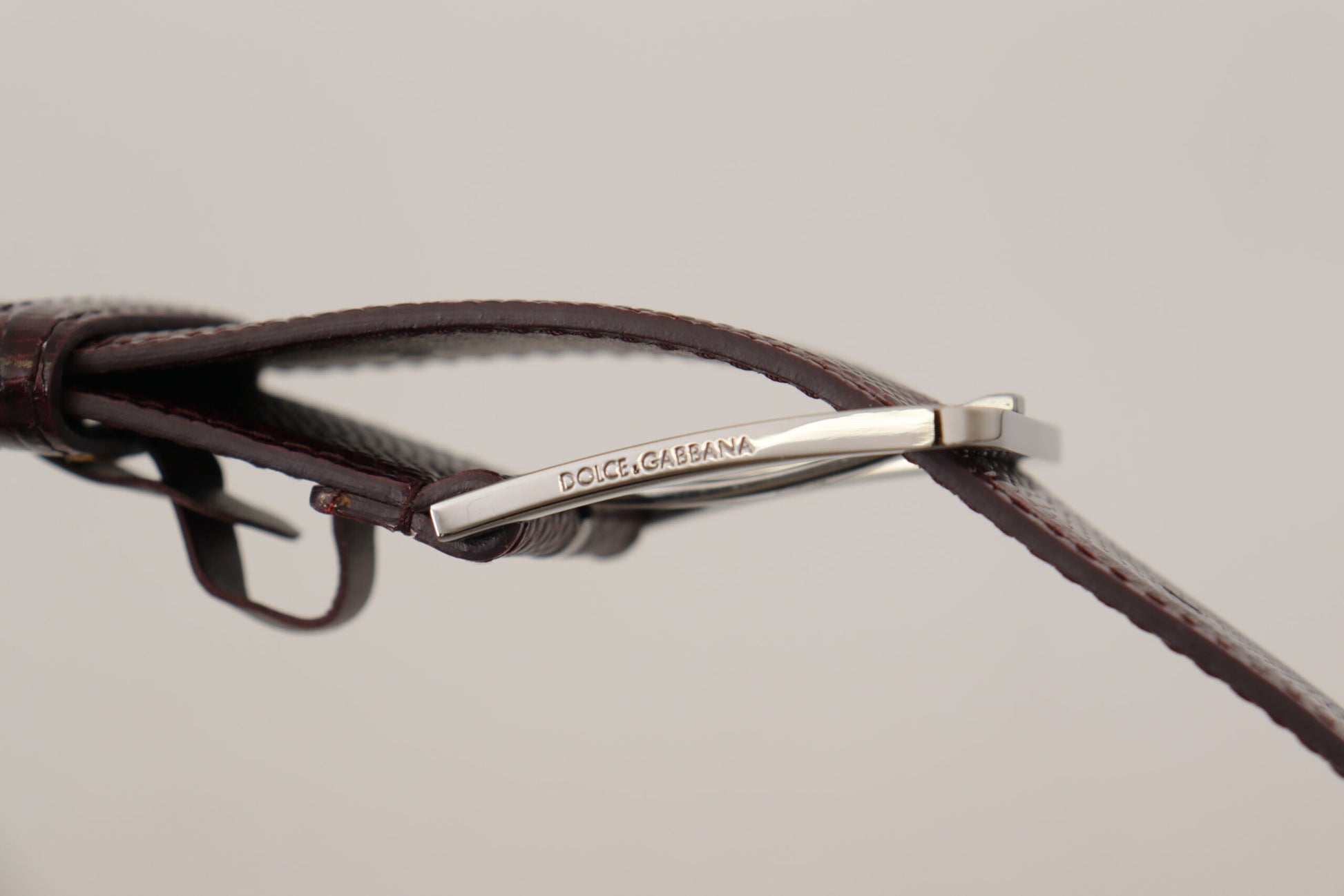 Dolce & Gabbana Maroon Calf Leather Wide Logo Engraved Buckle Belt Dolce & Gabbana