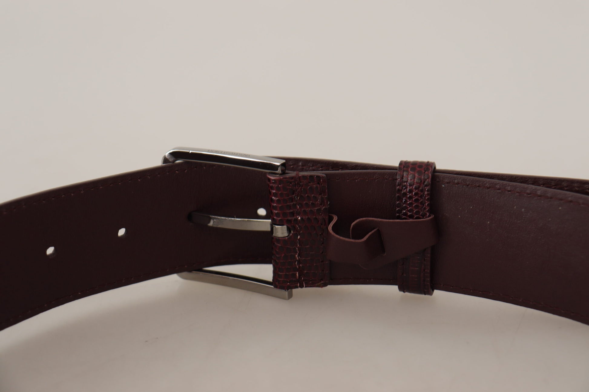 Dolce & Gabbana Maroon Calf Leather Wide Logo Engraved Buckle Belt Dolce & Gabbana