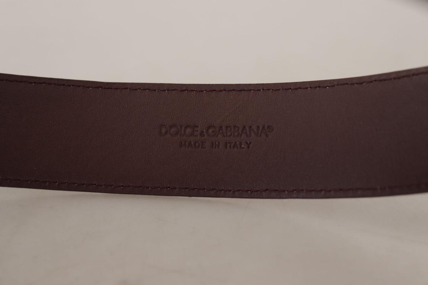 Dolce & Gabbana Maroon Calf Leather Wide Logo Engraved Buckle Belt Dolce & Gabbana