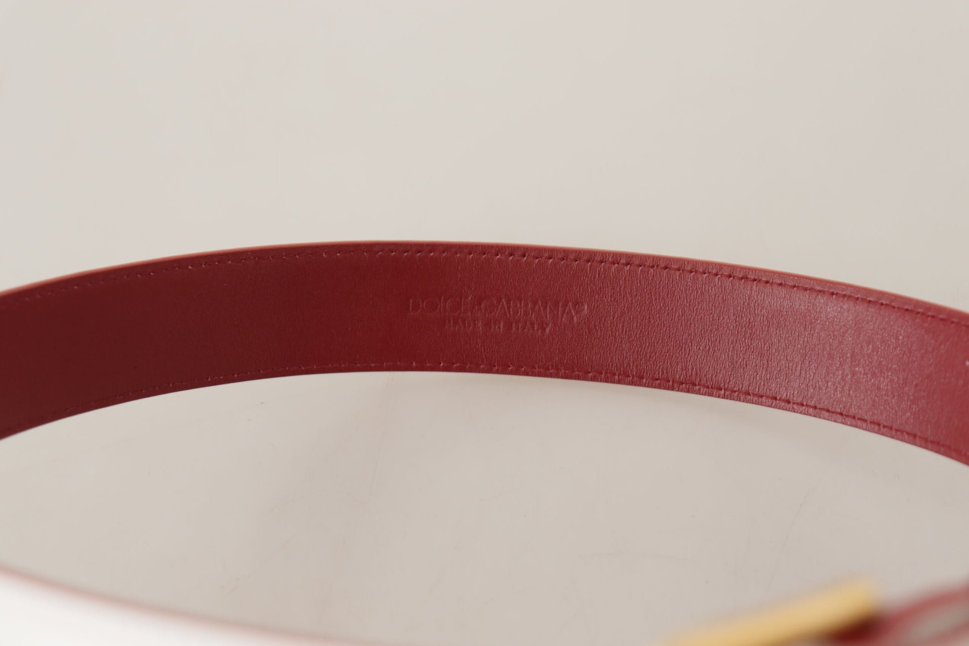 Dolce & Gabbana White Calf Leather Two-Toned Gold Metal Buckle Belt Dolce & Gabbana