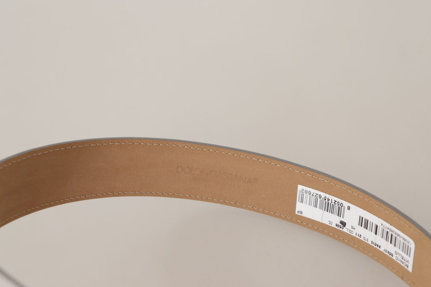 Dolce & Gabbana Silver Leather Gold Tone Logo Metal Buckle Belt Dolce & Gabbana
