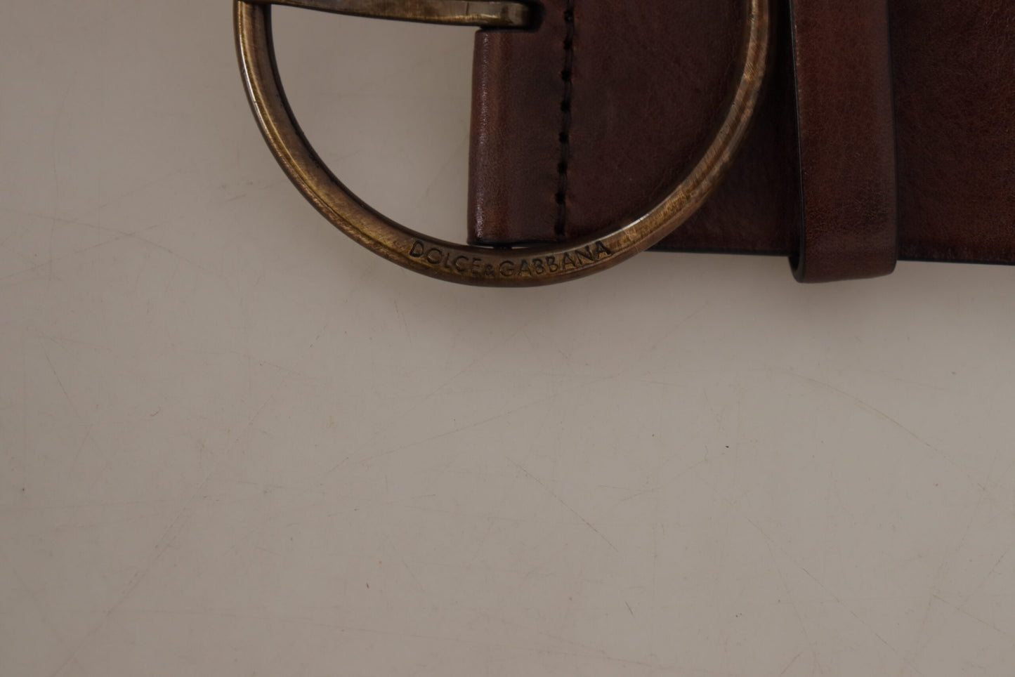 Dolce & Gabbana Dark Brown Wide Waist Leather Metal Round Buckle Belt Dolce & Gabbana