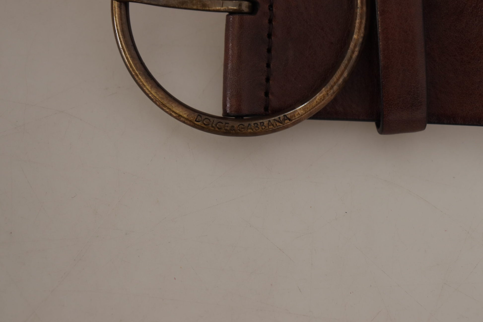 Dolce & Gabbana Dark Brown Wide Waist Leather Metal Round Buckle Belt Dolce & Gabbana