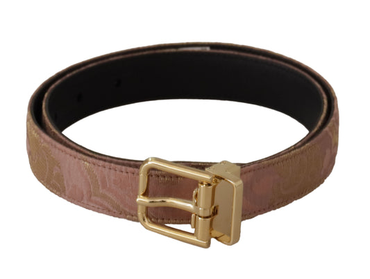 Dolce & Gabbana Rose Gold Leather Logo Engraved Metal Buckle Belt Dolce & Gabbana