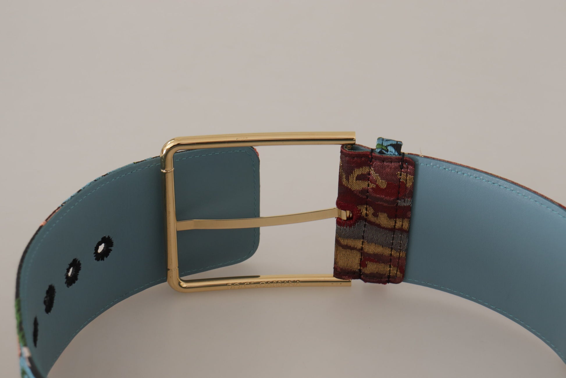 Dolce & Gabbana Multicolor Embroidered Leather Gold Metal Buckle Belt Dolce & Gabbana