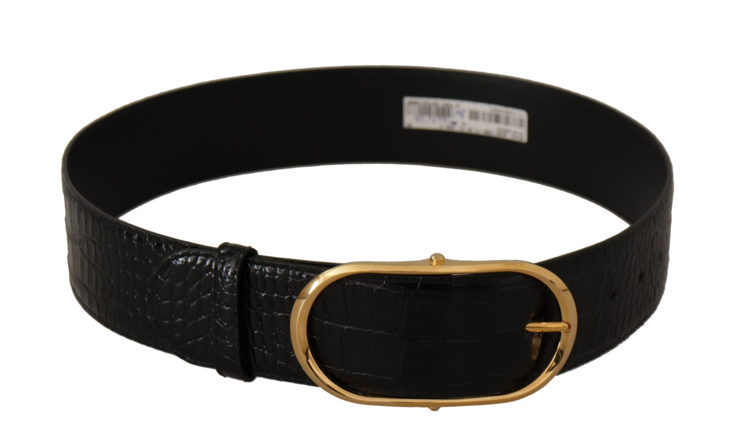 Dolce & Gabbana Black Embossed Leather Gold Tone Metal Buckle Belt Dolce & Gabbana