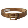 Dolce & Gabbana Bronze Calf Leather Gold Logo Waist Buckle Belt