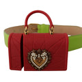 Dolce & Gabbana Green Leather Devotion Heart Micro Bag Headphones Belt