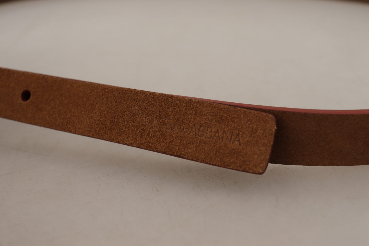 Dolce & Gabbana Brown Logo Engraved Metal Waist Buckle Belt Dolce & Gabbana