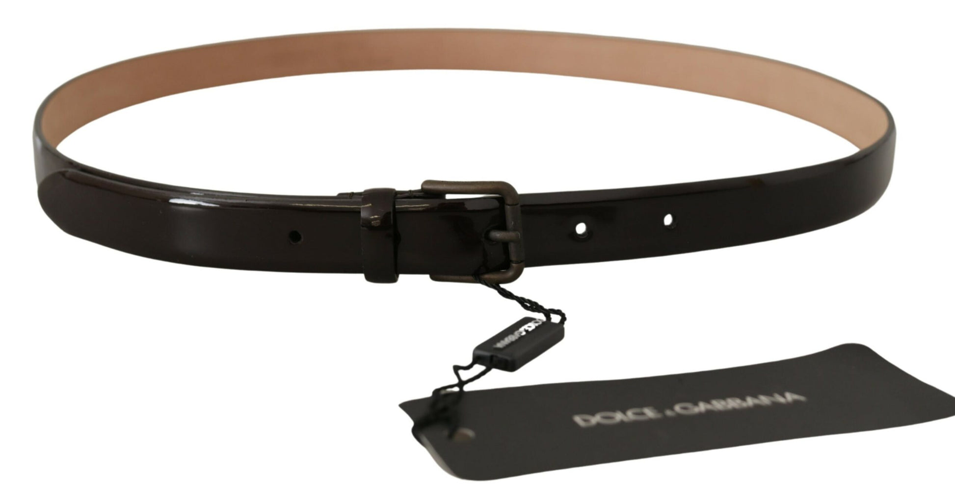 Dolce & Gabbana Black Patent Leather Logo Metal Waist Buckle Belt Dolce & Gabbana