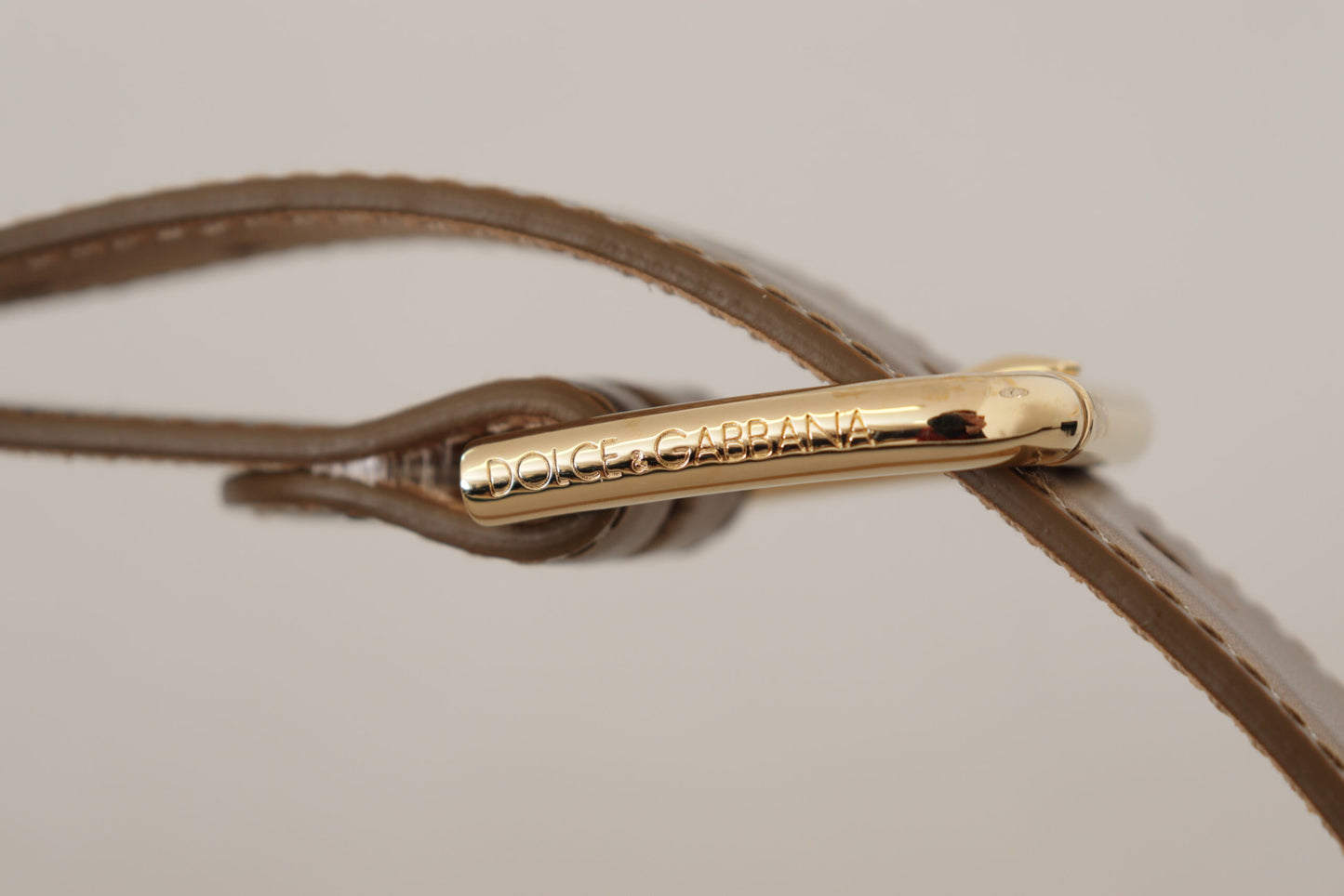 Dolce & Gabbana Bronze Leather Gold Logo Engraved Waist Buckle Belt Dolce & Gabbana