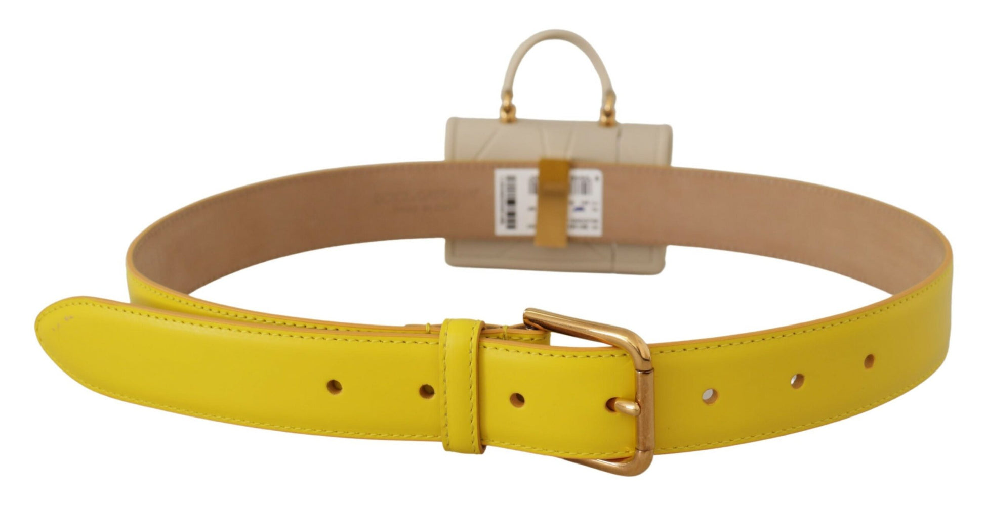 Dolce & Gabbana Yellow Leather Devotion Heart Micro Bag Headphones Belt Dolce & Gabbana