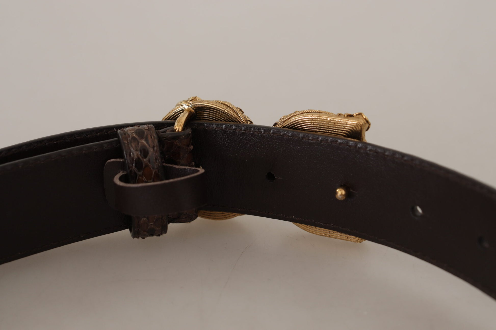 Dolce & Gabbana Brown Amore Animal Print Exotic Leather Logo Buckle Belt Dolce & Gabbana