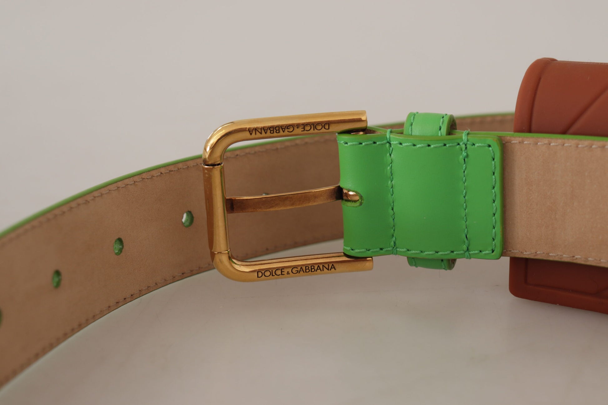 Dolce & Gabbana Green Leather Devotion Heart Micro Bag Headphones Belt Dolce & Gabbana