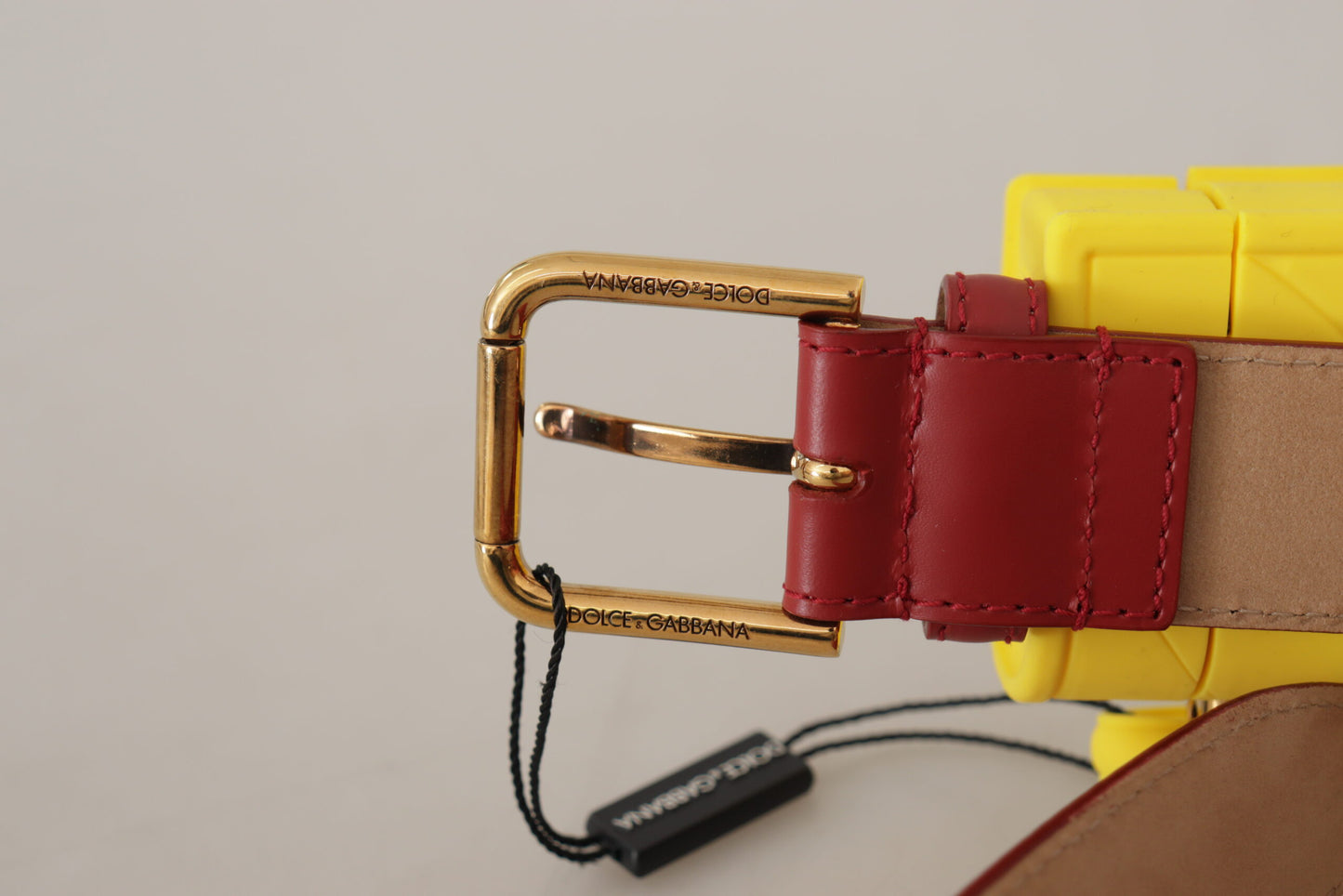Dolce & Gabbana Red Leather Yellow DEVOTION Heart Bag Buckle Belt Dolce & Gabbana