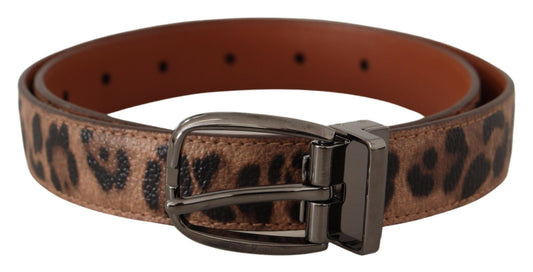 Dolce & Gabbana Brown Leopard Embossed Leather Buckle Belt Dolce & Gabbana