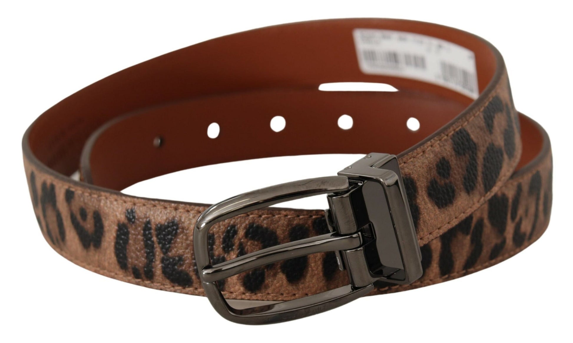 Dolce & Gabbana Brown Leopard Embossed Leather Buckle Belt Dolce & Gabbana