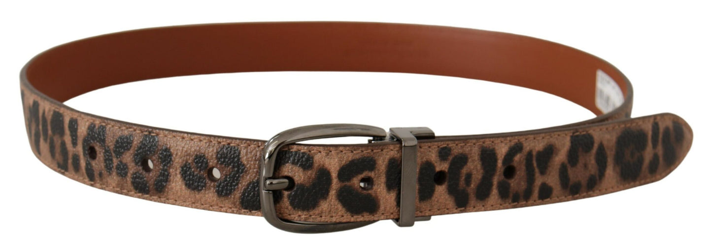 Dolce & Gabbana Brown Leopard Embossed Leather Buckle Belt Dolce & Gabbana