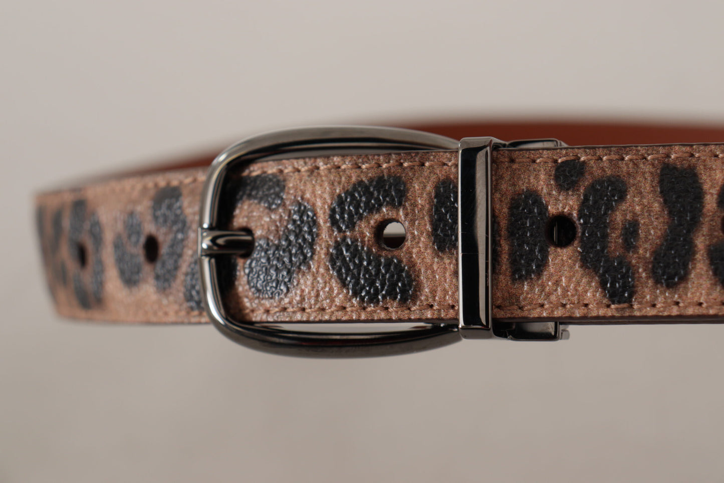 Dolce & Gabbana Brown Leopard Embossed Leather Buckle Belt Dolce & Gabbana