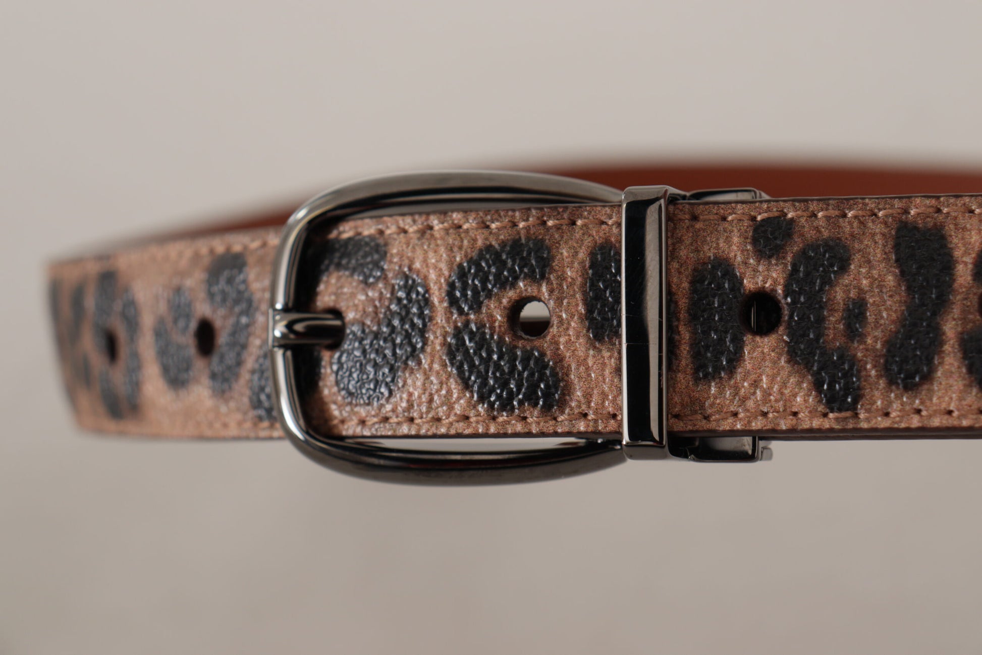 Dolce & Gabbana Brown Leopard Embossed Leather Buckle Belt Dolce & Gabbana
