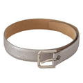 Dolce & Gabbana Metallic Silver Leather Metal Waist Buckle Belt