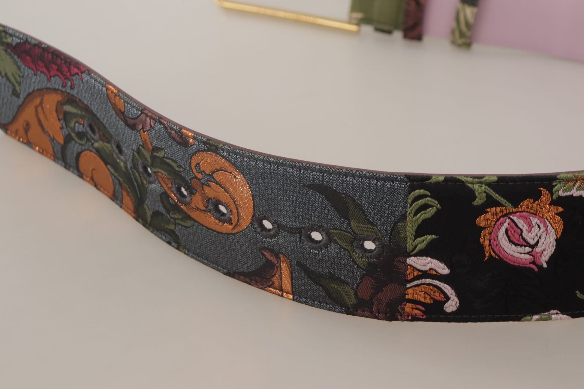 Dolce & Gabbana Multicolor Leather Embroidered Gold Metal Buckle Belt Dolce & Gabbana