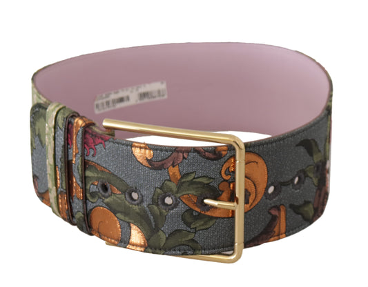 Dolce & Gabbana Multicolor Leather Embroidered Gold Metal Buckle Belt Dolce & Gabbana