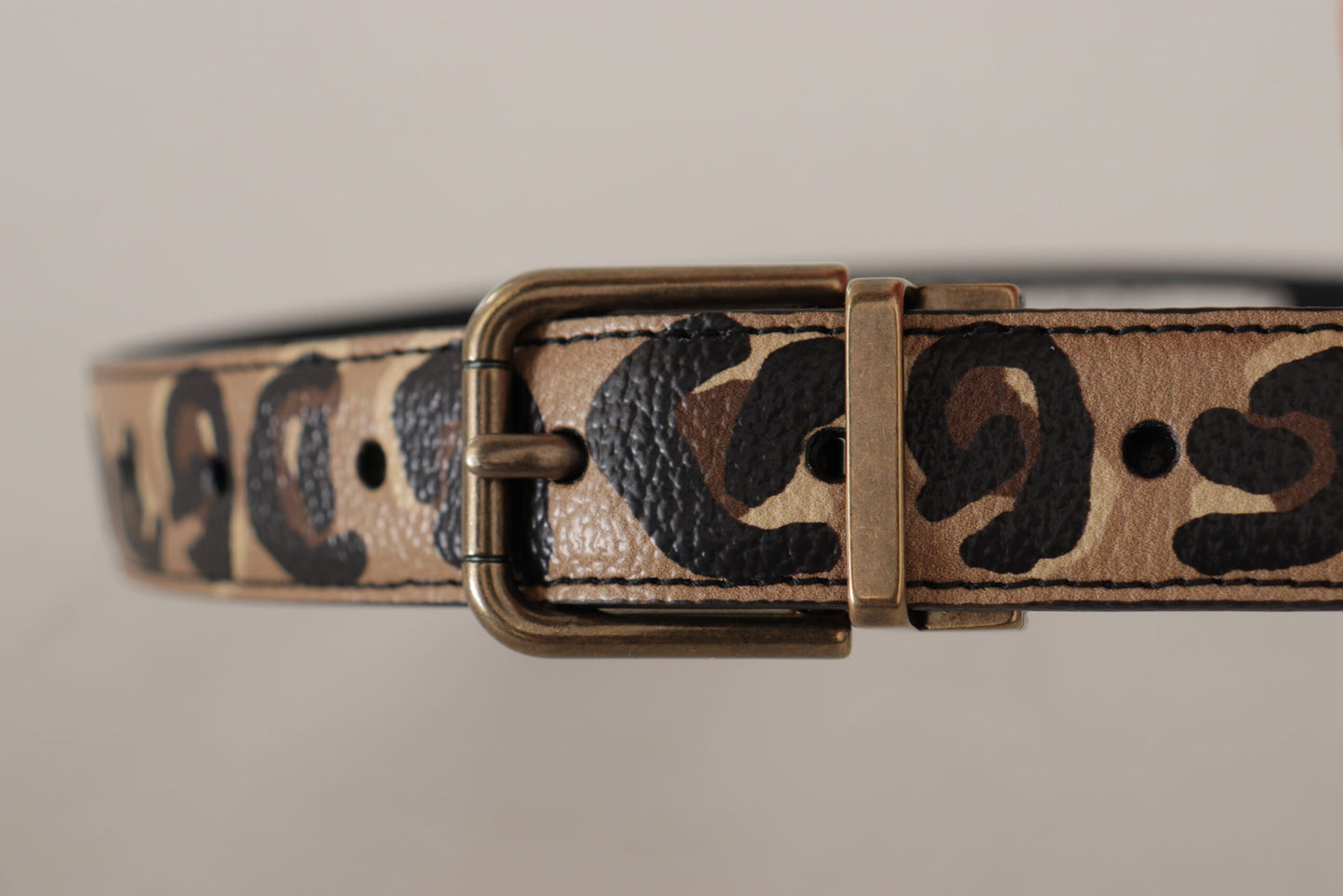 Dolce & Gabbana Brown Leather Leopard Print Bronze Metal Buckle Belt Dolce & Gabbana