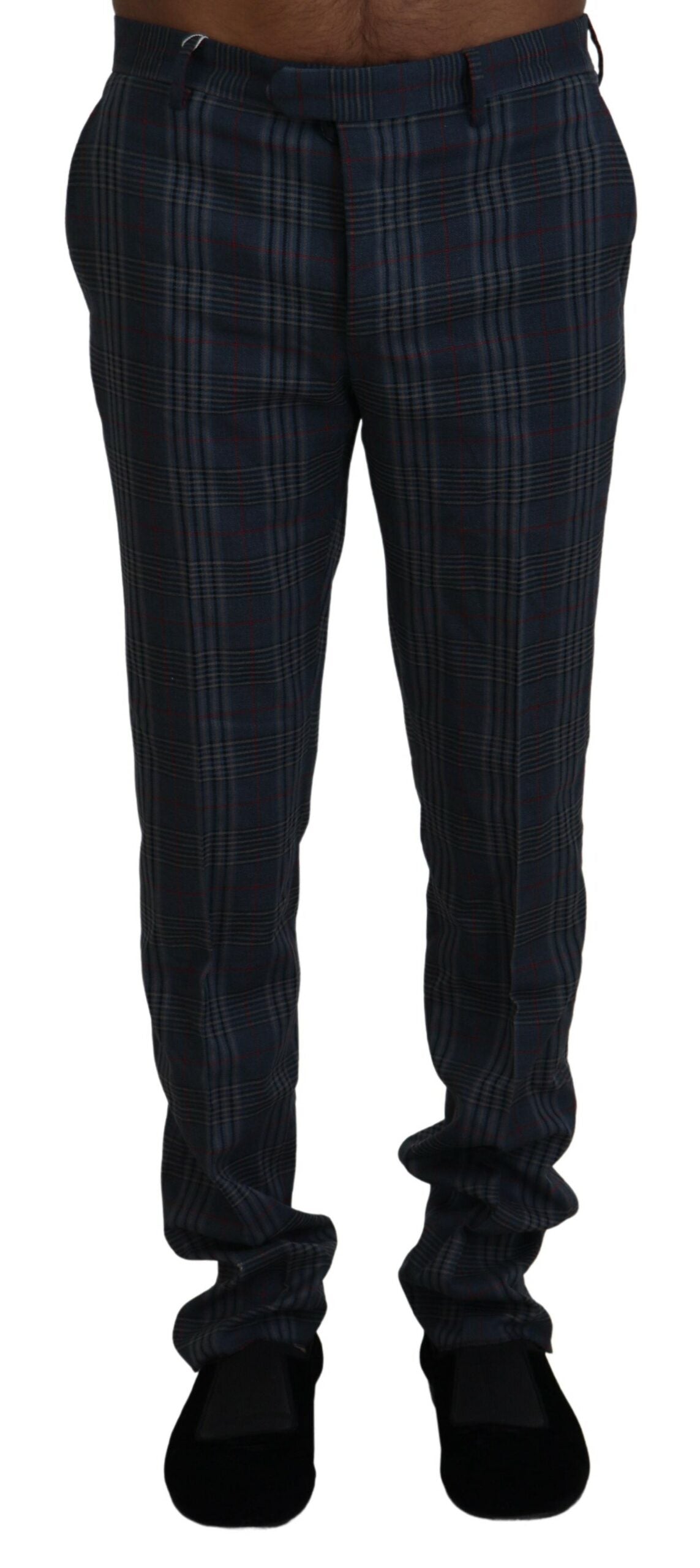 BENCIVENGA Gray Pure Wool Men Checkered Pants - Eljoys Fashion 