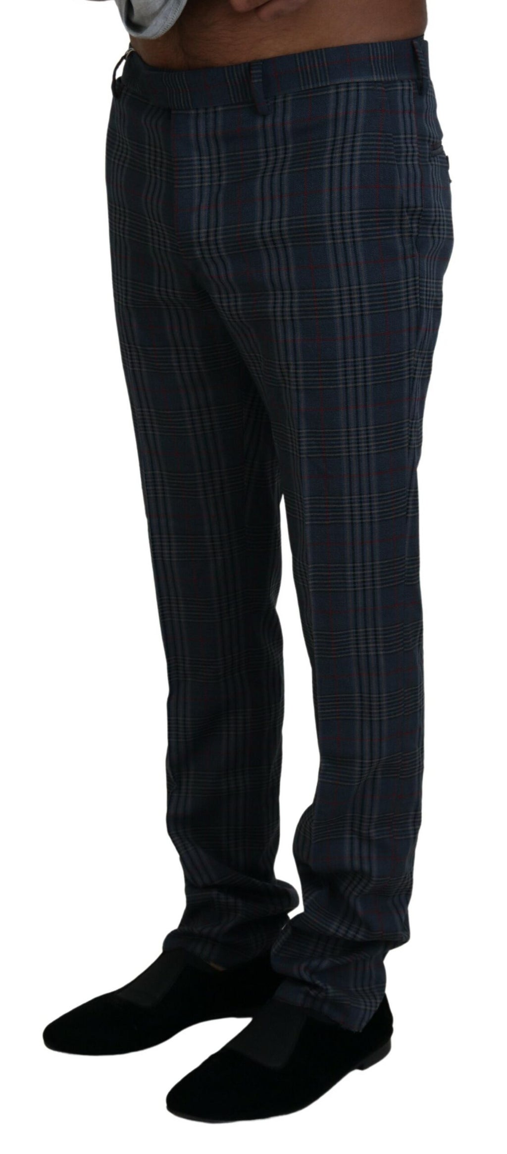 BENCIVENGA Gray Pure Wool Men Checkered Pants - Eljoys Fashion 