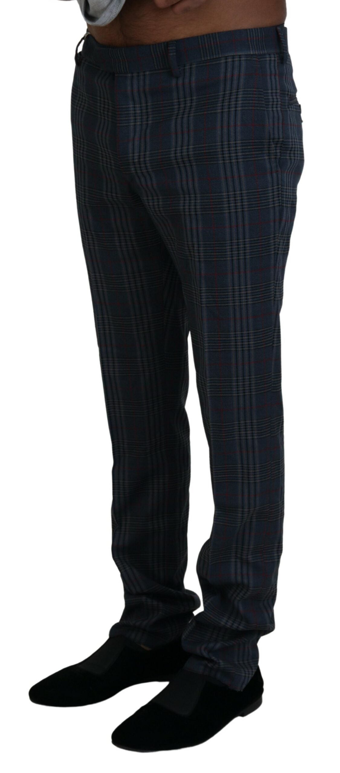 BENCIVENGA Gray Pure Wool Men Checkered Pants - Eljoys Fashion 