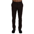 BENCIVENGA Brown Cotton Tapered Formal Men Pants