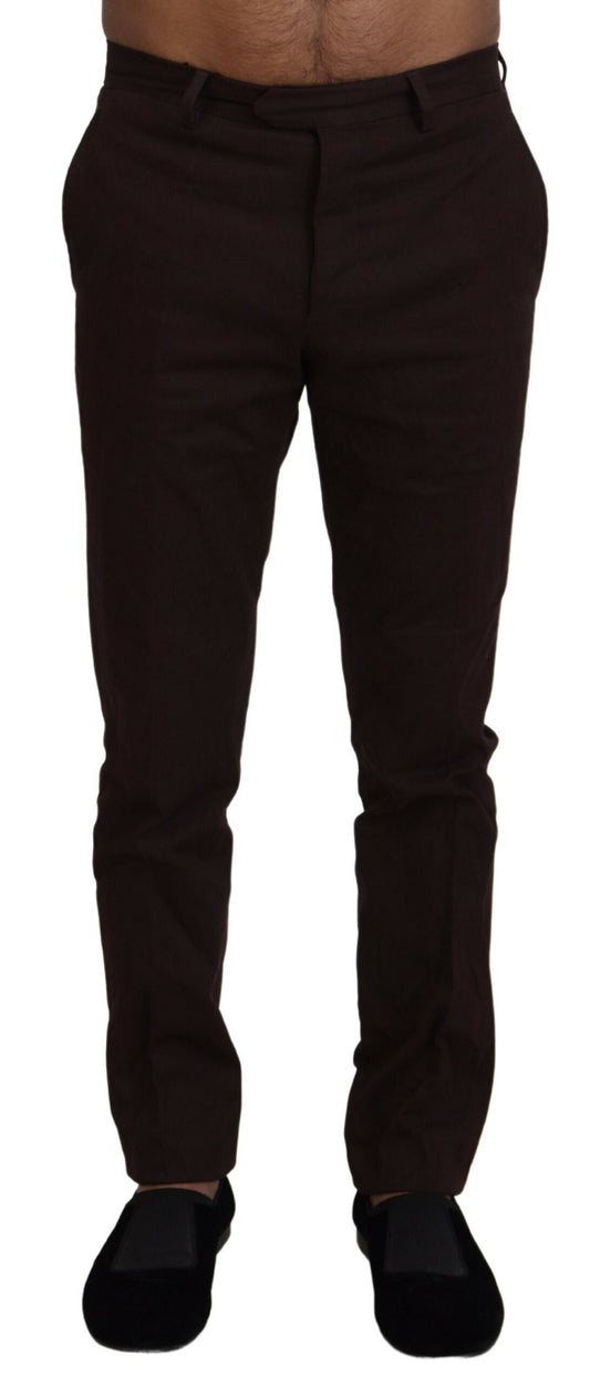 BENCIVENGA Brown Cotton Tapered Formal Men Pants BENCIVENGA