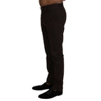 BENCIVENGA Brown Cotton Tapered Formal Men Pants