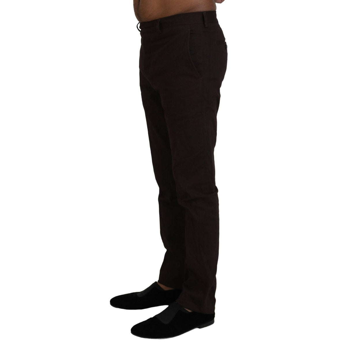 BENCIVENGA Brown Cotton Tapered Formal Men Pants